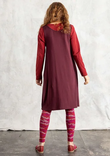“Mona” organic cotton/elastane jersey leggings - red cabbage/patterned
