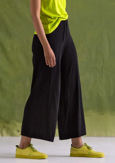Fine-knit organic cotton trousers - black