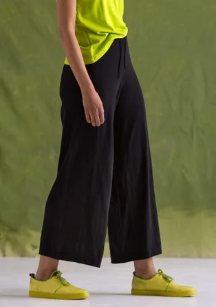 Fine-knit organic cotton trousers - black