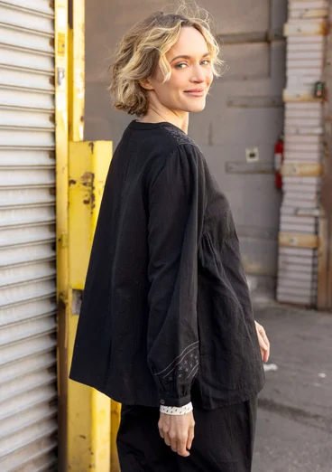 Blouse "River" en coton biologique/lin - noir