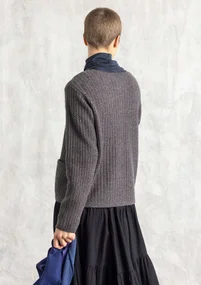 Nubby cardigan in a lambswool blend - ash grey/melange