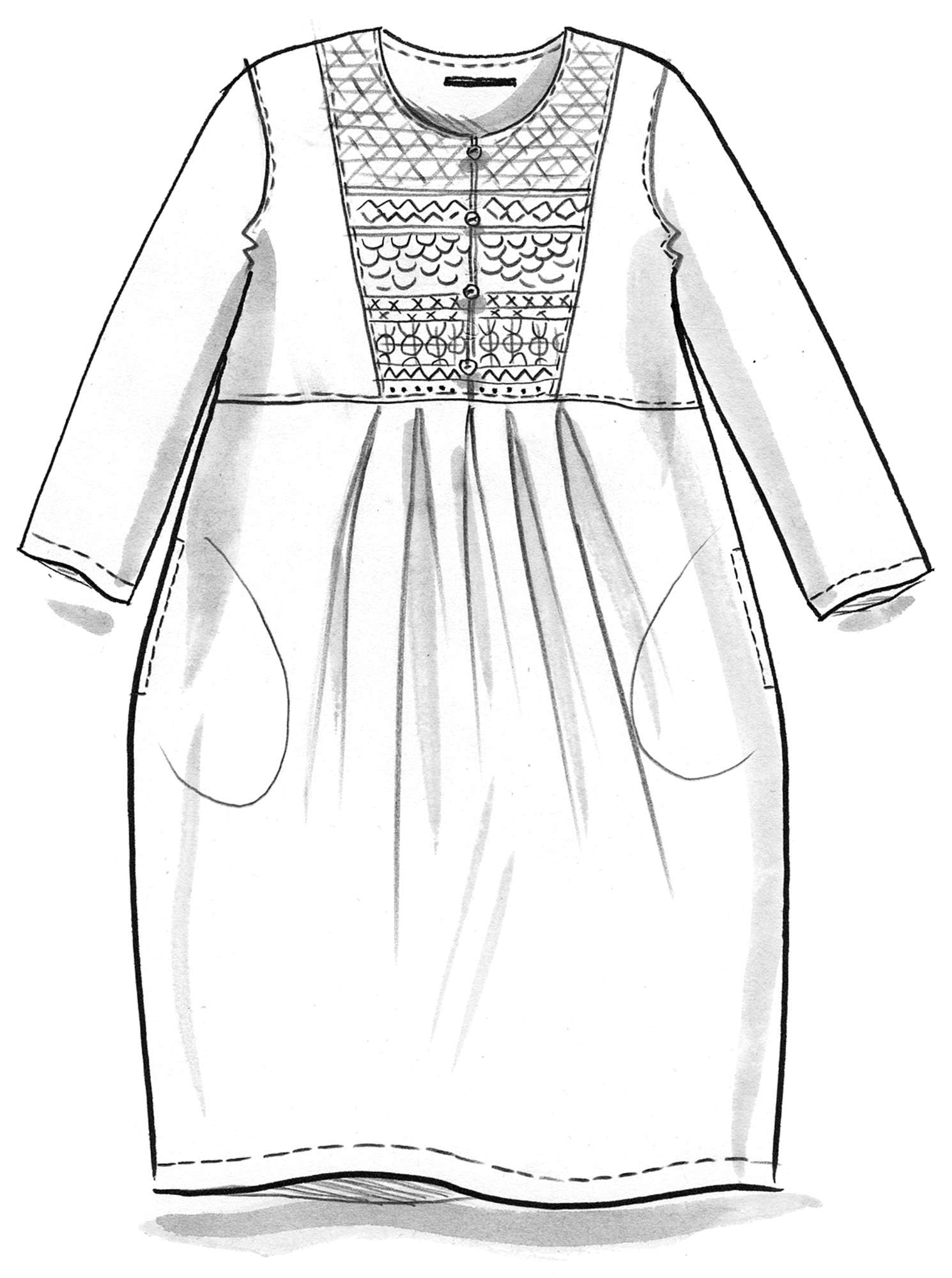 Geweven linnen jurk  Korinth 