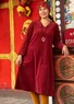 Robe en velours uni de coton biologique/polyester recyclé (rouge agate M)