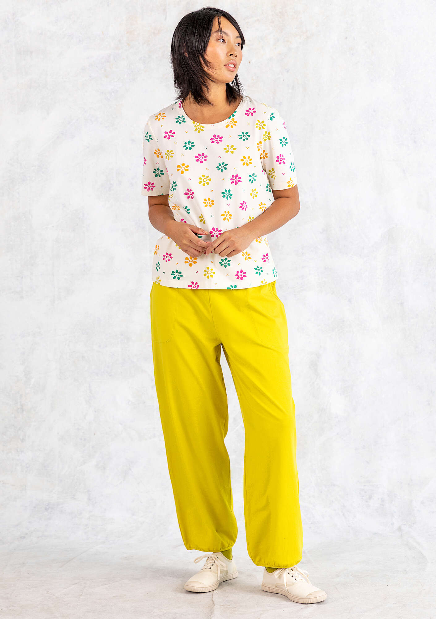 “Ester” T-shirt in organic cotton/elastane multicoloured/patterned