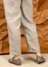 Garment-washed woven linen trousers (dark natural L)