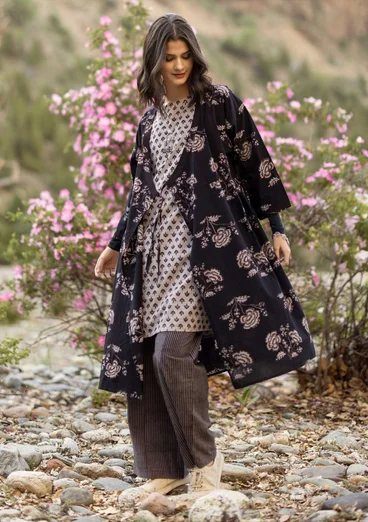 Robe tissée ”Rose hip” en coton biologique - noir