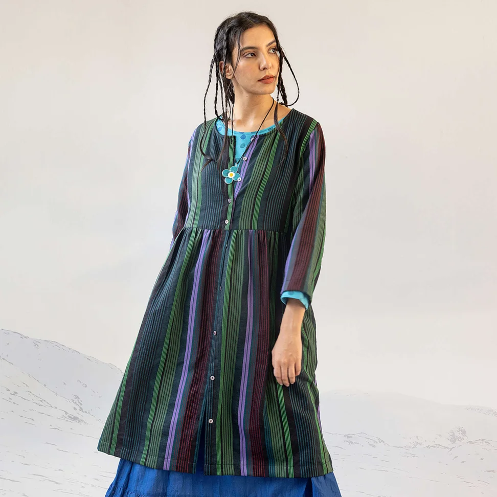 “Ketchi” woven wool/cotton dress - black