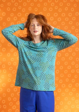 Jerseyshirt „Stella“ aus Bio-Baumwolle/Elasthan - aquamarin-gemustert