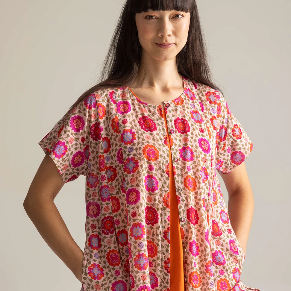“Suzani” woven organic cotton tunic - Pale powder pink