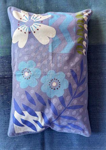 “Drömmar” floral organic cotton cushion cover - dark lavender