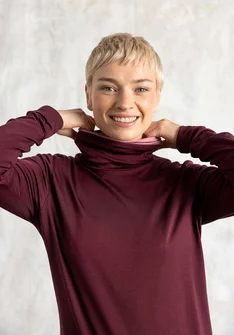 Jersey-Rollkragenshirt aus Lyocell/Elasthan - aubergine