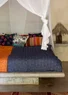 Blockdruck-Decke „Peru“ aus Bio-Baumwolle (indigo Einheitsgröße)