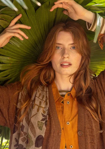 Écharpe "Harriet" en laine tissée - naturel foncé