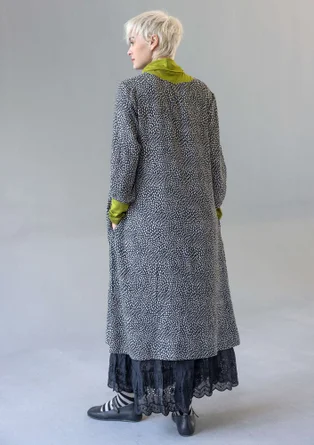 Gepunktetes oder einfarbiges Kleid „Elin“ aus Viskose/Leinen - schwarz-gemustert