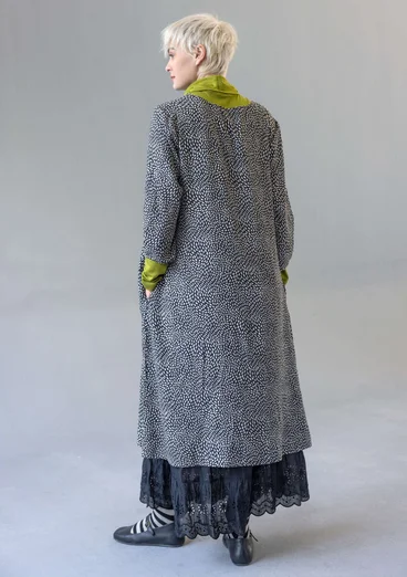 Gepunktetes oder einfarbiges Kleid „Elin“ aus Viskose/Leinen - schwarz-gemustert