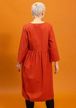 “Sofia” woven dress in organic cotton - madder red/check
