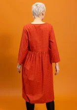 “Sofia” woven dress in organic cotton - madder red/check