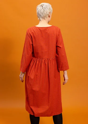 Robe tissée "Sofia" en coton biologique - rouge garance/carreau