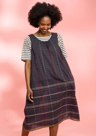 Sleeveless patterned organic cotton dress - ash grey