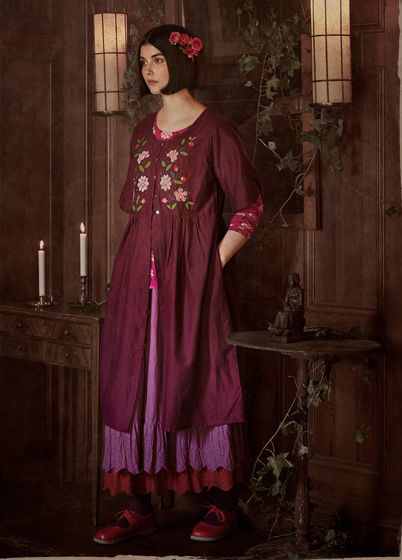 “Margrethe” woven organic cotton/silk dress