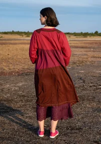 "Desert" woven organic cotton dress - dark hibiscus