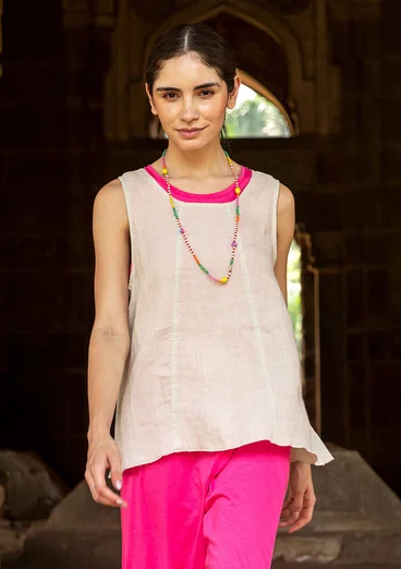 Vævet top i hør - natur