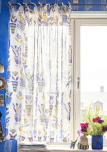 “Flower pots” organic cotton short curtain - dusky purple