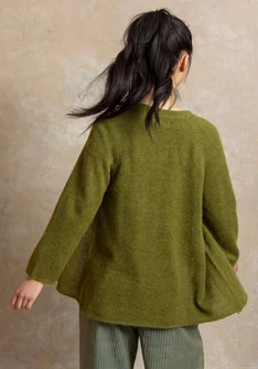 Wool/cotton/alpaca cardigan - green pepper/melange