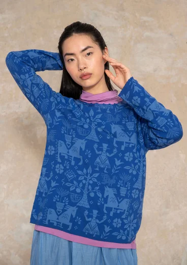 Strickpullover „Kivik“ aus Wolle/Bio-Baumwolle - tiefblau