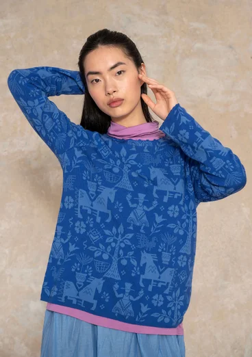 Strickpullover „Kivik“ aus Wolle/Bio-Baumwolle - tiefblau