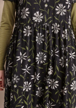 “Isolde” jersey dress in organic cotton/modal - black/patterned