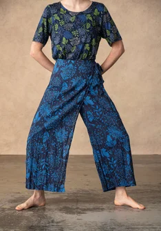 Pantalon croisé "Niwa" en coton biologique tissé - indigo foncé