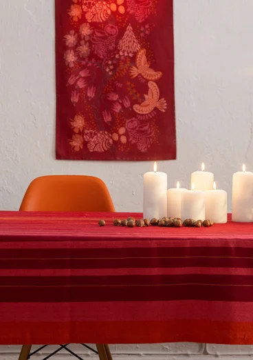 “Alaska Sky” tablecloth in organic cotton - poppy