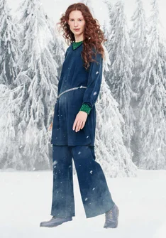 Tunique en tissu de coton biologique/viscose - bleu indigo