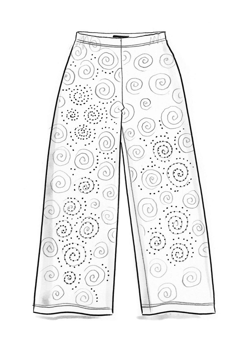 “Ada” lyocell/elastane jersey trousers oatmeal/patterned