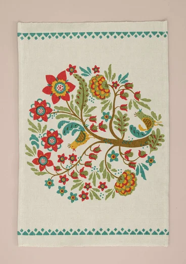 “Tree of Life” place mat in linen/cotton - natural