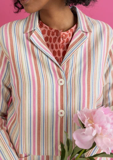 “Esme” woven organic cotton/linen jacket - multicoloured/striped