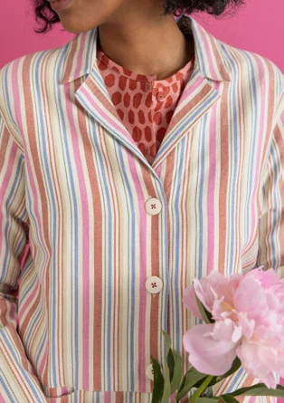 “Esme” woven organic cotton/linen jacket - multicoloured/striped