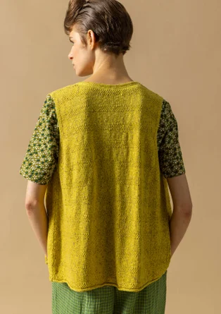 Linen/recycled cotton knit fabric waistcoat - lime green