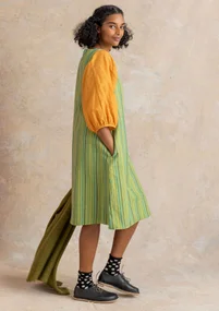 “Esme” woven organic cotton/linen dress - kiwi/stripe