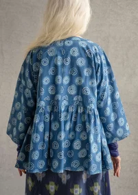 Blouse croisée "Clay" en coton biologique - indigo