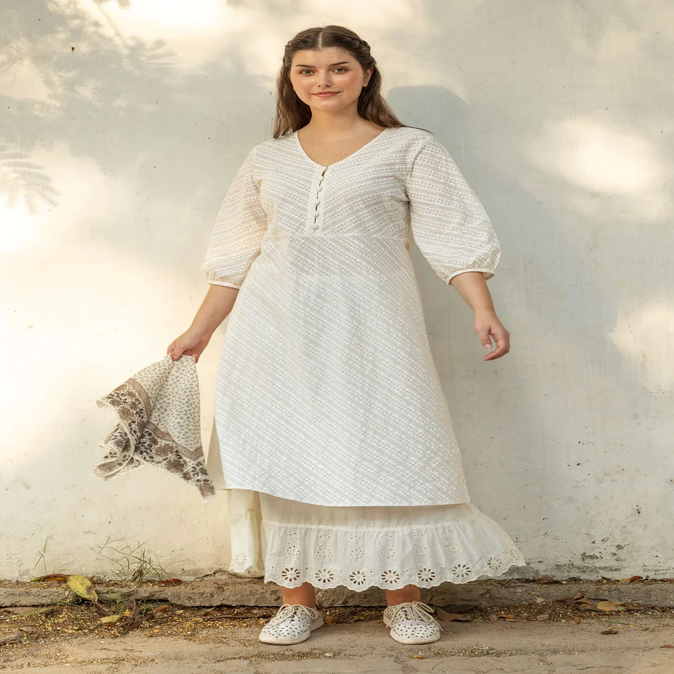 “Eka” woven organic cotton dress - almond milk