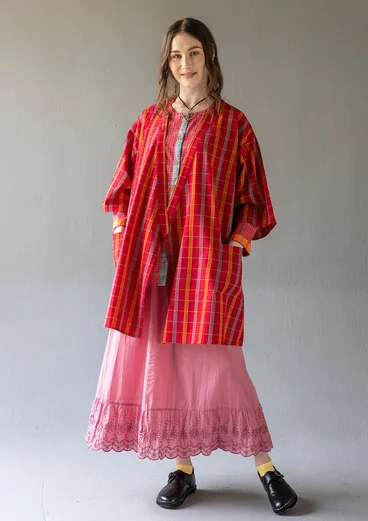 Solid-colour underskirt with organic cotton lace - mineral pink