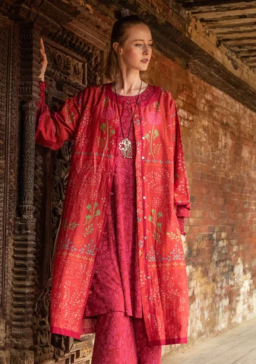 Robe "Cassiopeia" en tissu de coton biologique/soie - tomate