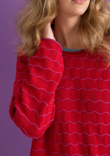 “Celia” recycled cotton favourite sweater - amaryllis/light cyclamen