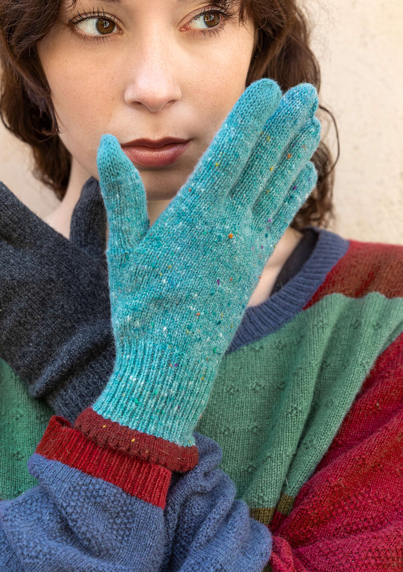 Handschoenen van lamswol met touchmateriaal veronagroen thumbnail