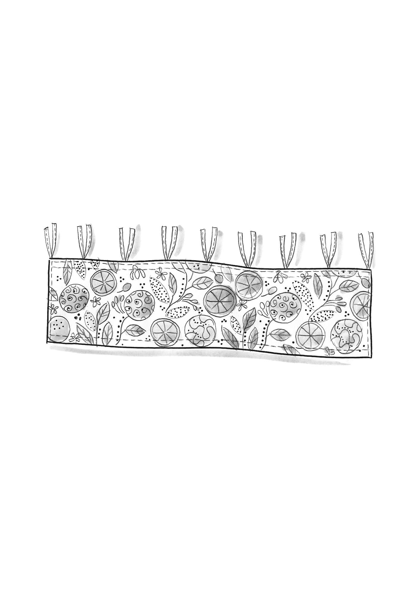 “Pomerans” organic cotton curtain valance coriander