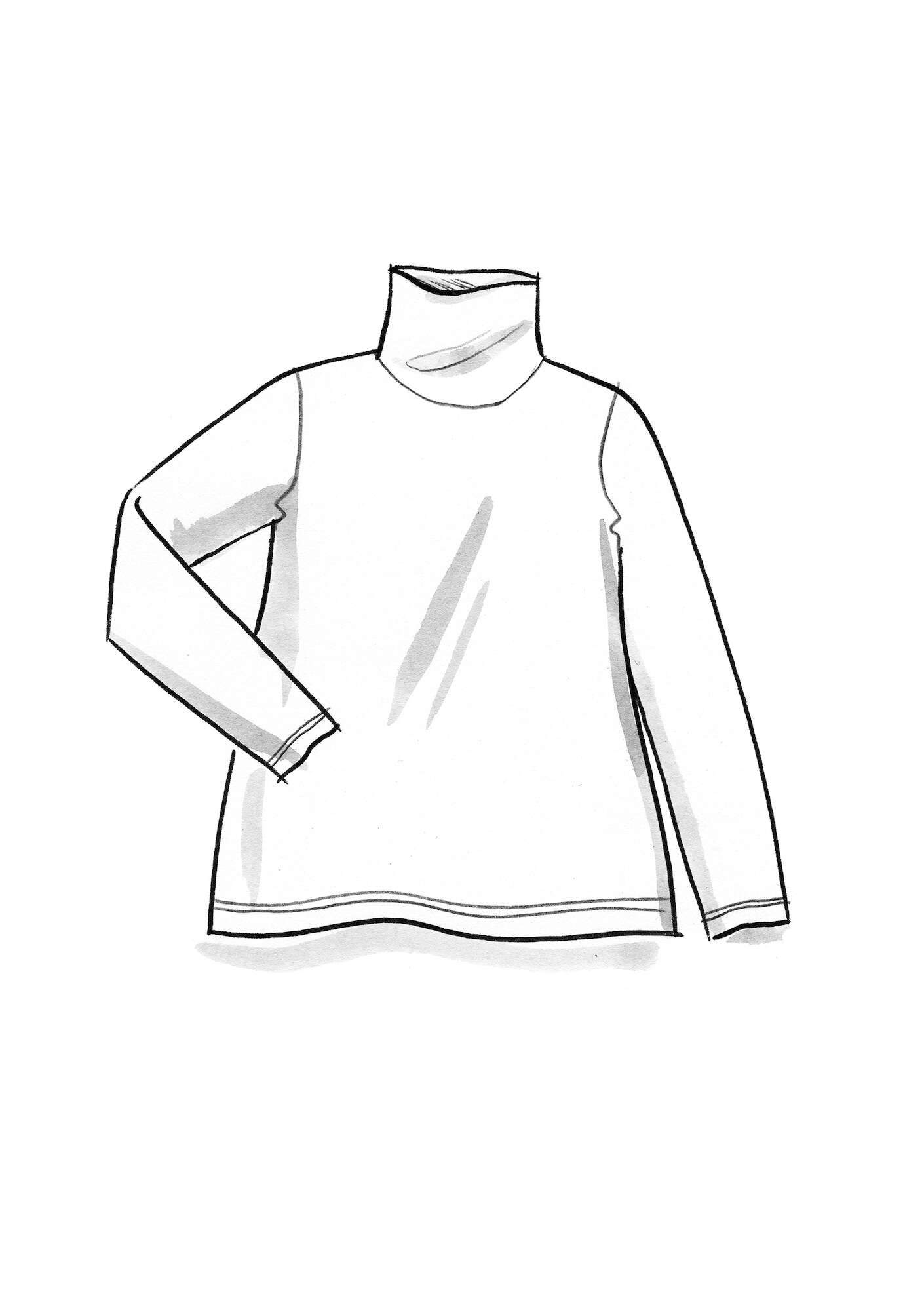 Lyocell/elastane jersey polo-neck top black