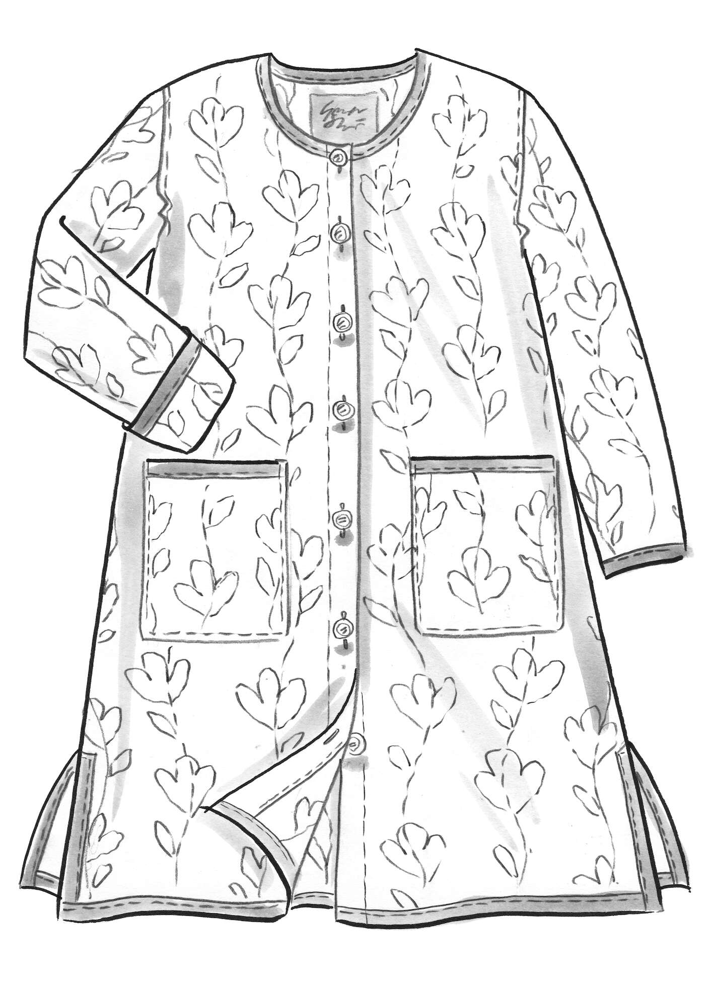 Doorgestikte jas  Idun  van biologisch katoen/linnen