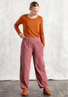 Organic cotton/elastane jersey trousers - dusty red